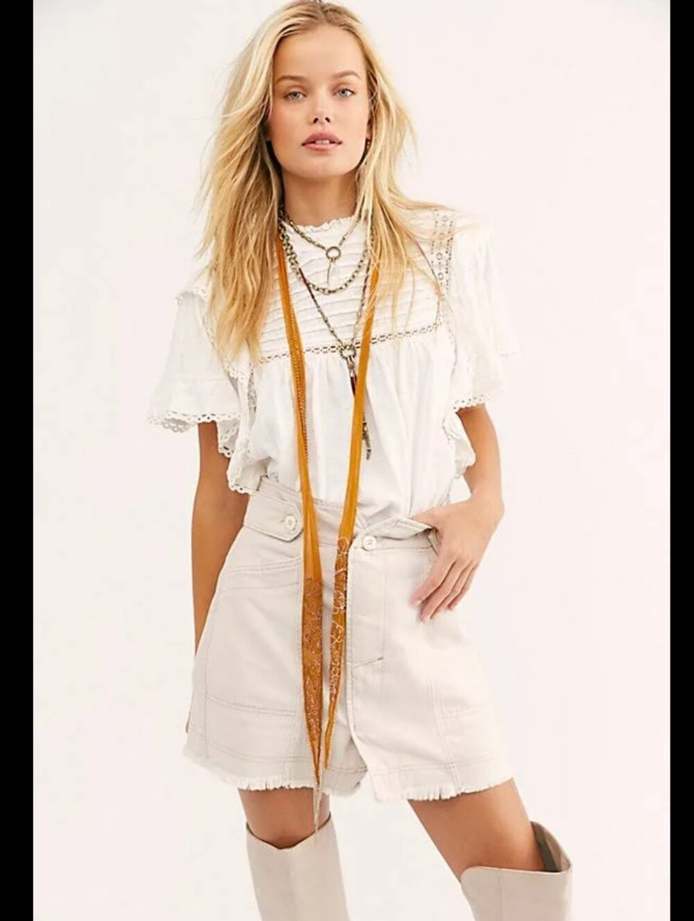 NWT Free People 'Alpha' Utility Raw-Edge Skirt Size 4